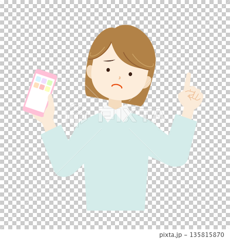スマホを操作する女性の上半身イラスト素材 SNS・アプリ・通信 スマホを操作する女性の上半身イラスト素材 SNS・アプリ・通信 135815870