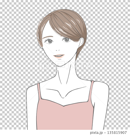 キャミソールを着た笑顔の女性(茶髪) キャミソールを着た笑顔の女性(茶髪) 135815907