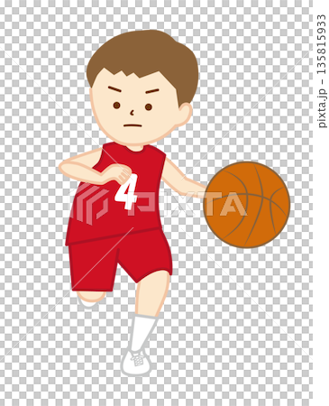 バスケットボールの試合でドリブルをする男の子 バスケットボールの試合でドリブルをする男の子 135815933