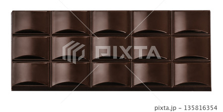 Dark chocolate bar isolated on white background 135816354