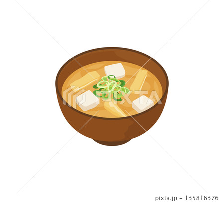 味噌汁,フラットイラスト 味噌汁,フラットイラスト 135816376