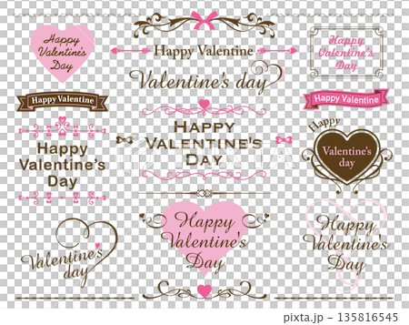 A graphic set featuring logos that can be used for Valentine's Day banners and advertising flyers 135816545
