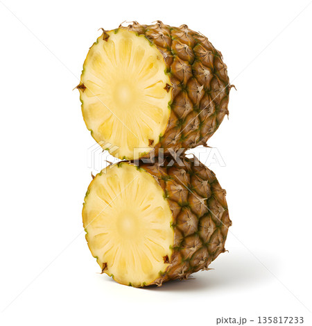 Pineapple Fruit Two Pineapple Halves Stacked 135817233