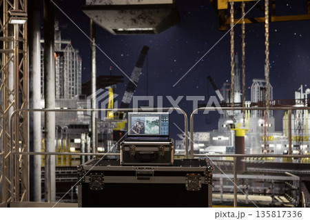 Offshore oil rig systems remotely monitored using asset management software, automating calibration, performance tracking and repair planning for energy production. Fossil fuels. Offshore oil rig systems remotely monitored using asset management software, automating calibration, performance tracking and repair planning for energy production. Fossil fuels. 135817336