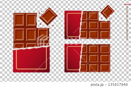 碎巧克力、巧克力棒、情人節巧克力的向量圖 135817840