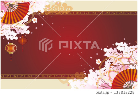 中華風フレーム飾り 春の桜セット 中華風フレーム飾り 春の桜セット 135818229