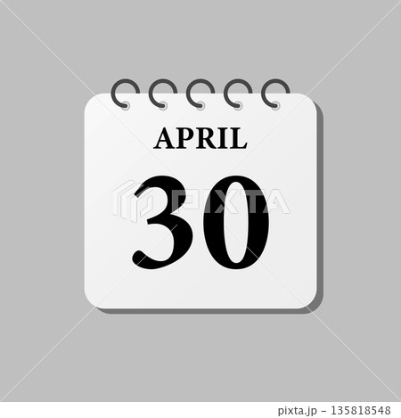 Icon page calendar day - 30 April 135818548