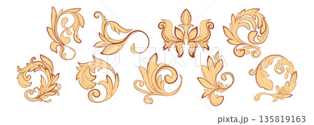 Golden baroque frame ornaments set Golden baroque frame ornaments set 135819163
