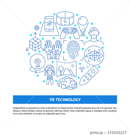 Virtual reality concept banner in line style 135820227