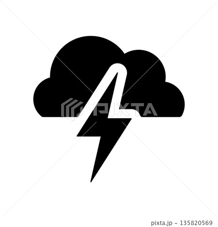 シンプルな雷雲のアイコン 135820569