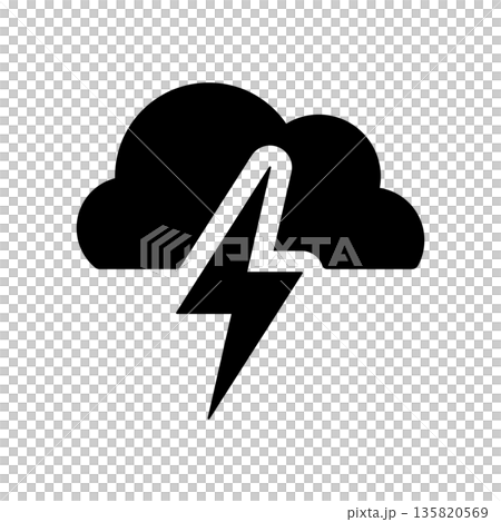 シンプルな雷雲のアイコン 135820569