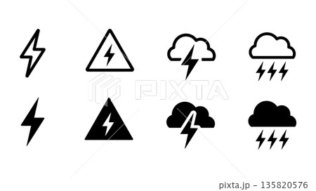 雷に関係するアイコンイラストセット 135820576