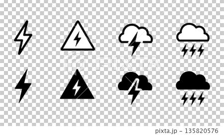 雷に関係するアイコンイラストセット 135820576