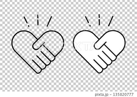 Heart-shaped people shaking hands icon 135820777