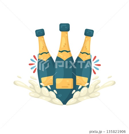 Illustration of Champagne Bottle 135821906