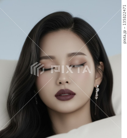 若い女性の顔のアップ 135822471