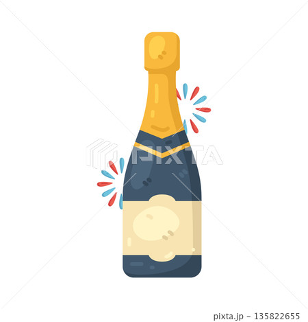 Illustration of champagne bottle Illustration of champagne bottle 135822655