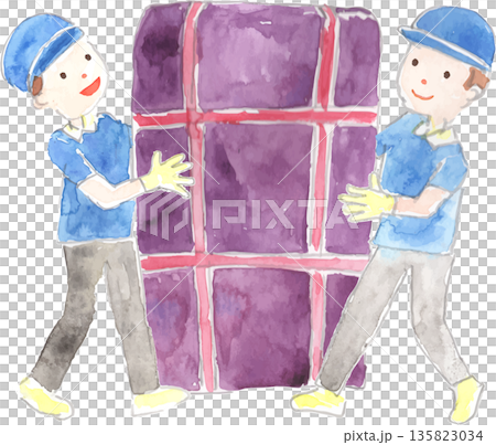工人搬運大件行李的向量圖 工人搬運大件行李的向量圖 135823034
