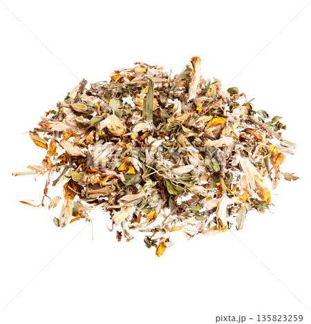 Genistae herba for medical use, isolated on white. Genistae herba for medical use, isolated on white. 135823259