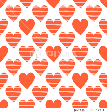 Red hearts seamless pattern on white background. Flat vector illustration Red hearts seamless pattern on white background. Flat vector illustration 135823991