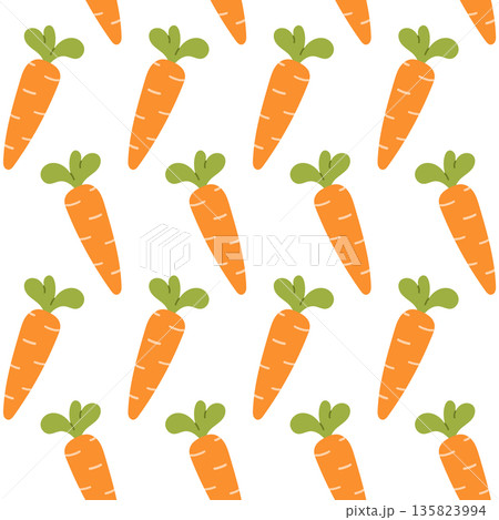 Carrot seamless pattern on white background. Flat vector illustration 135823994