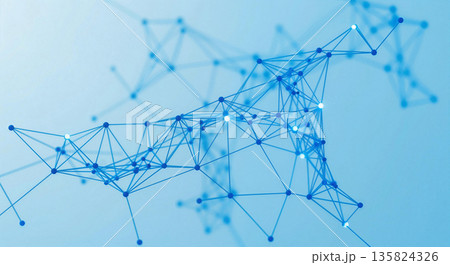 青いネットワーク構造とデジタルのつながり テクノロジー・科学の背景素材 青いネットワーク構造とデジタルのつながり テクノロジー・科学の背景素材 135824326
