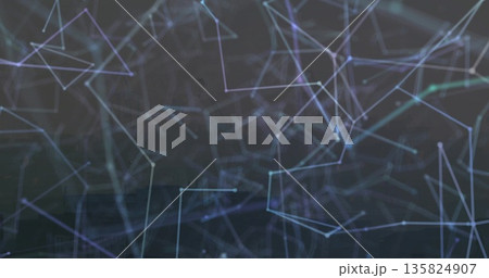 Displaying glowing nodes and connecting lines forming translucent polygons in dark interface 135824907