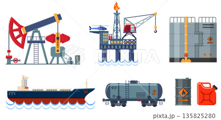 Oil industry Flat Icons Set 135825280