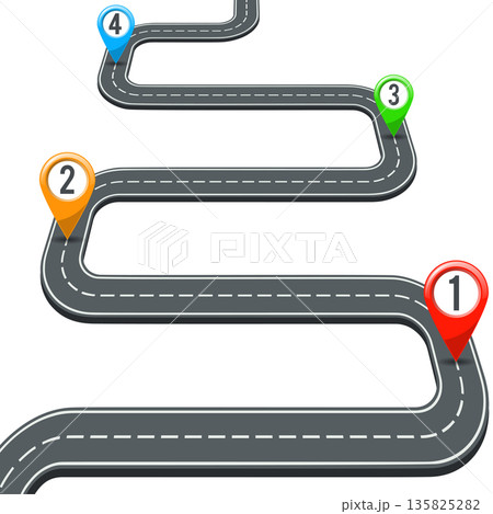 Timeline Road Infographics with Pin Pointers 135825282