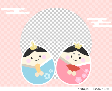 Hinamatsuri Frame, Japanese Pattern and Clouds, Hina Dolls and Emperor Hinamatsuri Frame, Japanese Pattern and Clouds, Hina Dolls and Emperor 135825286