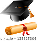 Graduation Cap and Diploma 135825304
