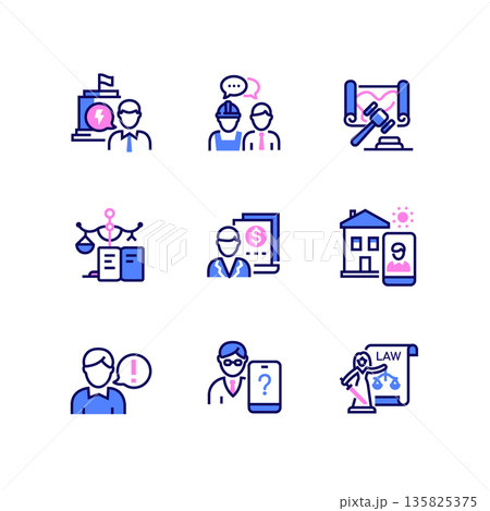 Legal services - set of line design style icons Legal services - set of line design style icons 135825375
