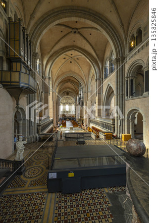 Trier Cathedral interior showcasing Romanesque architecture and design 135825846
