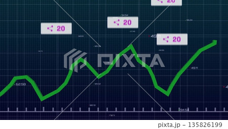Displaying green fluctuating line graph on...のイラスト素材 [135826199] - PIXTA