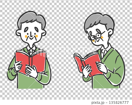 老男子讀書向量圖 老男子讀書向量圖 135826777