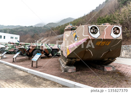 Armaments on display at Tongil Unification Park near Gangneung in South Korea 135827370