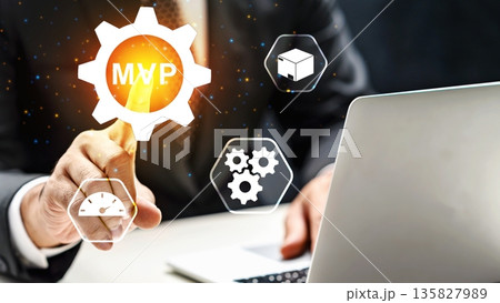 Professional businessman interacting with virtual MVP and development icons, symbolizing startup innovation, product testing, and efficient business growth strategies Professional businessman interacting with virtual MVP and development icons, symbolizing startup innovation, product testing, and efficient business growth strategies 135827989