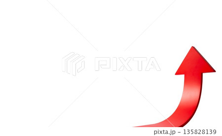 上向きの赤い矢印。シンプル。広いテキストスペースがある。のイラスト素材 [135828139] - PIXTA