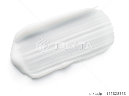 White cosmetic cream smear texture on a white background White cosmetic cream smear texture on a white background 135828588