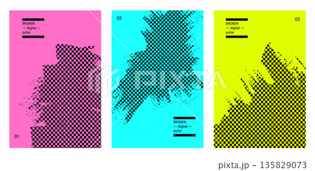 Abstract stippled paint texture backgrounds with distressed retro punk splatter effect, grunge frame border texture. 135829073