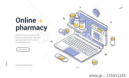 Online Pharmacy And Medical Drugstore For Healthcare Isometric Banner Vector Illustration Online Pharmacy And Medical Drugstore For Healthcare Isometric Banner Vector Illustration 135831285