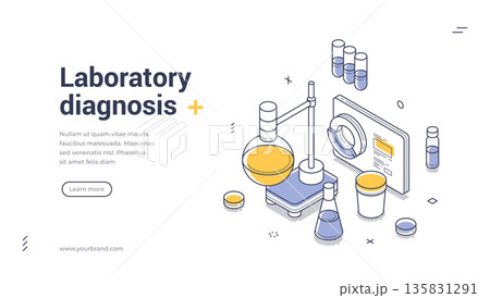 Laboratory Diagnosis For Medical Research And Science Isometric Banner Vector Illustration 135831291