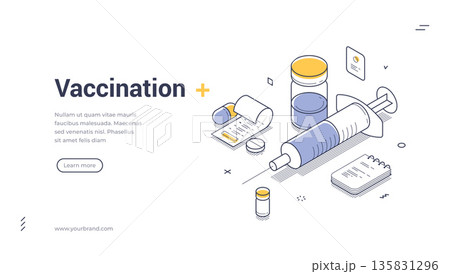 Vaccination And Immunization For Health Protection Isometric Banner Vector Illustration Vaccination And Immunization For Health Protection Isometric Banner Vector Illustration 135831296