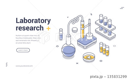 Laboratory Research And Scientific Experiment Isometric Banner Vector Illustration 135831299