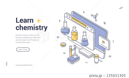 Learn Chemistry Online Education And Science Isometric Web Banner Vector Illustration Learn Chemistry Online Education And Science Isometric Web Banner Vector Illustration 135831305