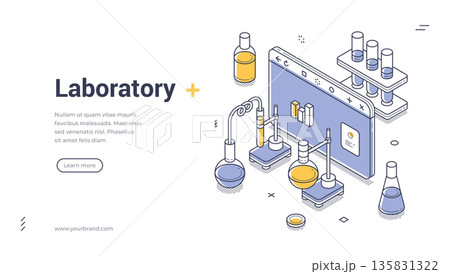Laboratory Equipment For Chemical Research And Science Isometric Banner Vector Illustration Laboratory Equipment For Chemical Research And Science Isometric Banner Vector Illustration 135831322