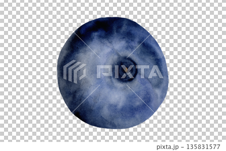 Blueberry watercolor illustration. Hand-drawn blue berry on a white background. Botanical clip art. Perfect for food blog designs, organic store menus, and packaging for products and cosmetics. 135831577