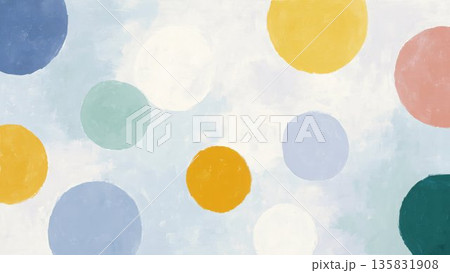 パステル円形モチーフ抽象アート 北欧風背景素材 135831908