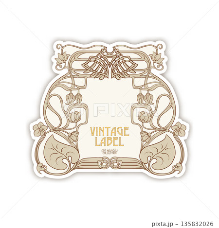 Decorative flowers and leaves in art nouveau style Decorative flowers and leaves in art nouveau style 135832026