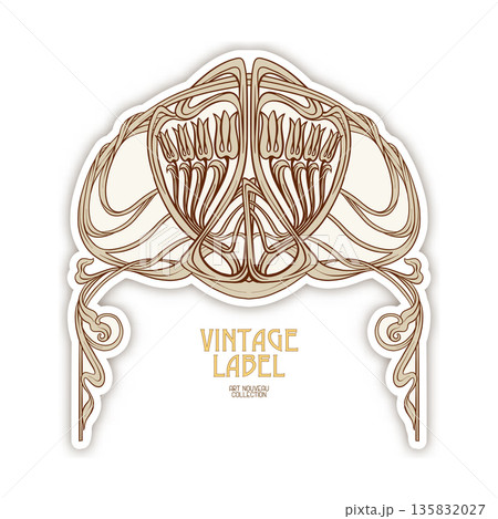 Decorative flowers and leaves in art nouveau style 135832027